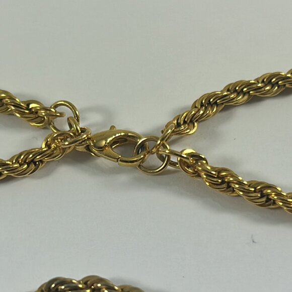Gold Tone Twisted Chain Necklace Double Strand 24" Unhook for Single Strand 54" - Picture 5 of 7